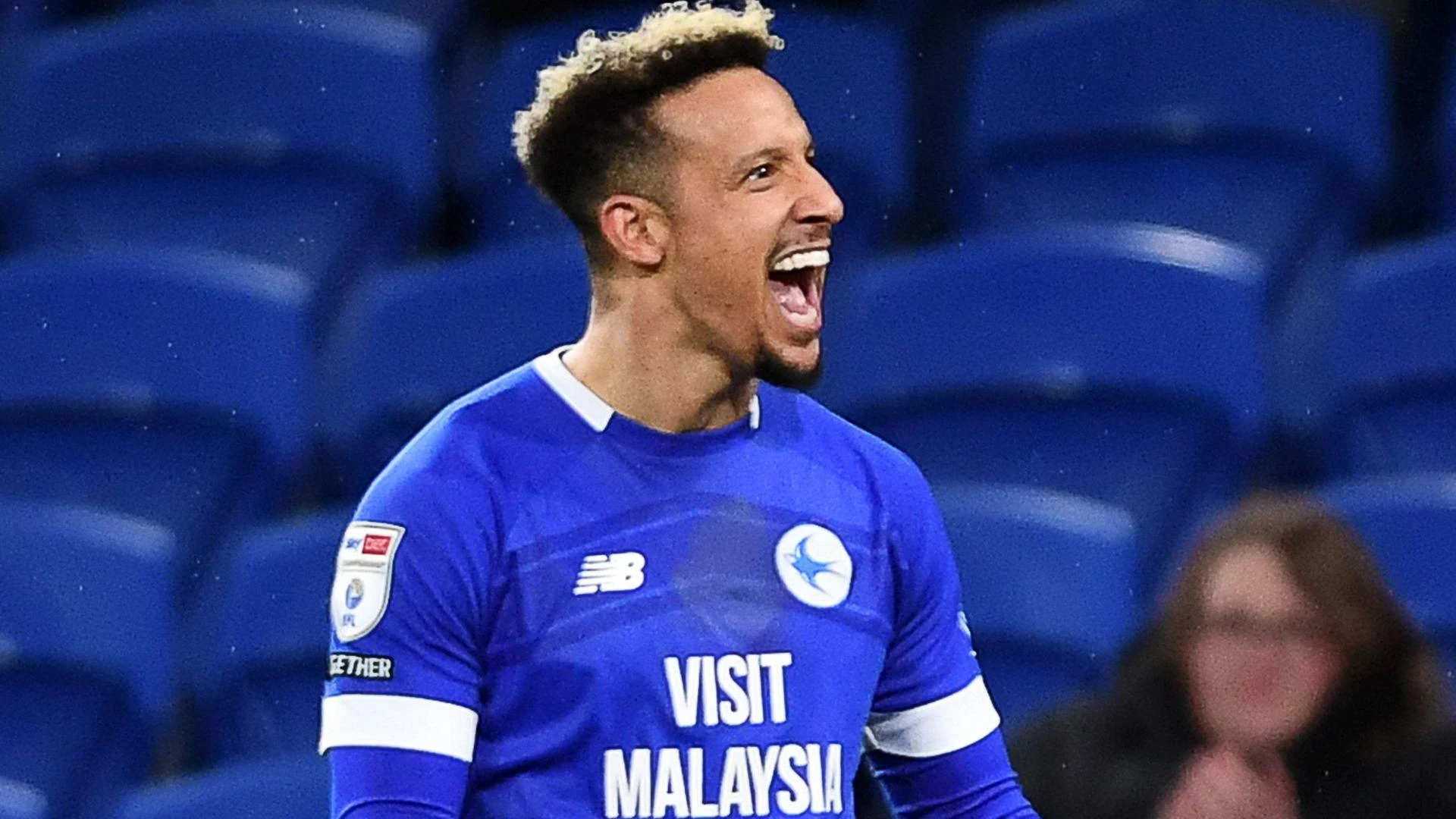 Callum Robinson celebrates scoring for Cardiff