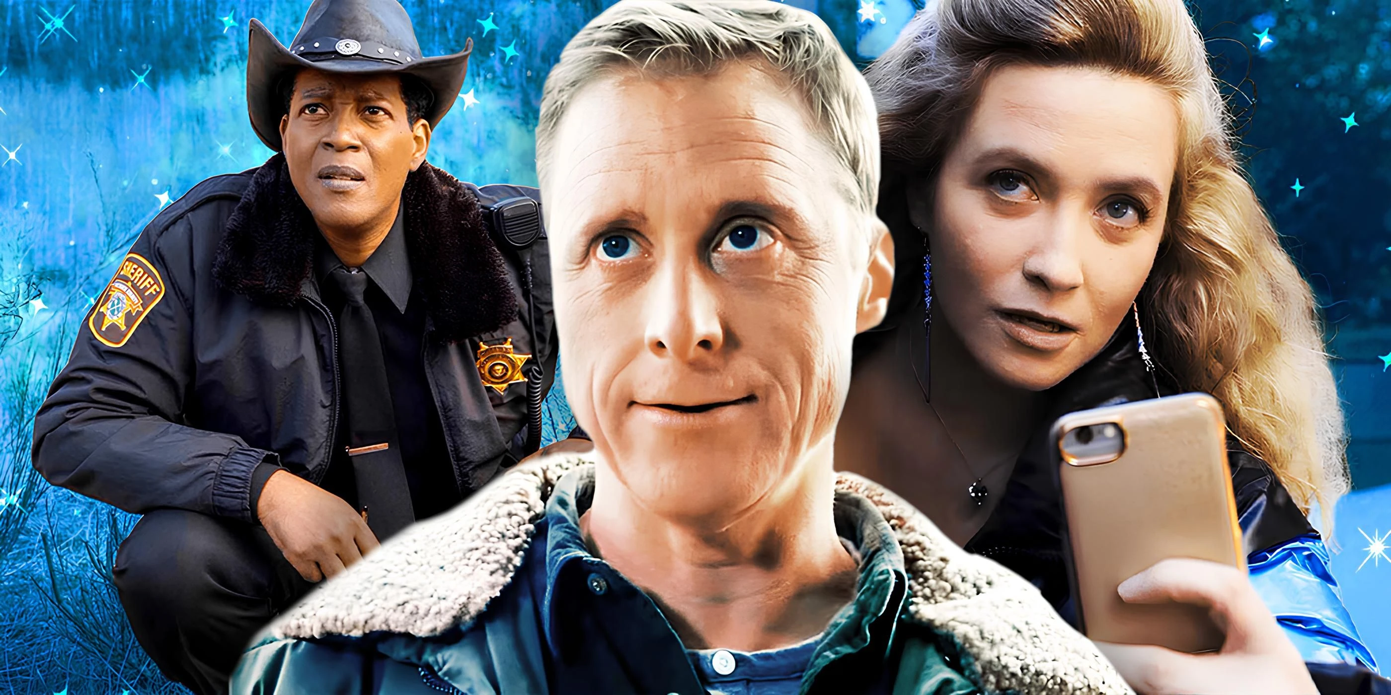 Custom Resident Alien image of Corey Reynolds as Mike, Alan Tudyk as Harry, and Jenna Lamia as Judy