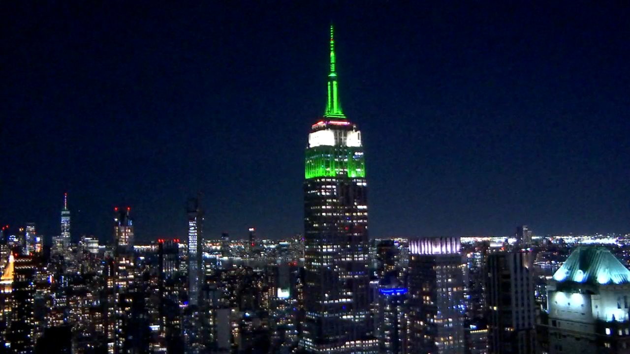 The Empire State Building was lit up in Eagles colors after Philly heads to Super Bowl,