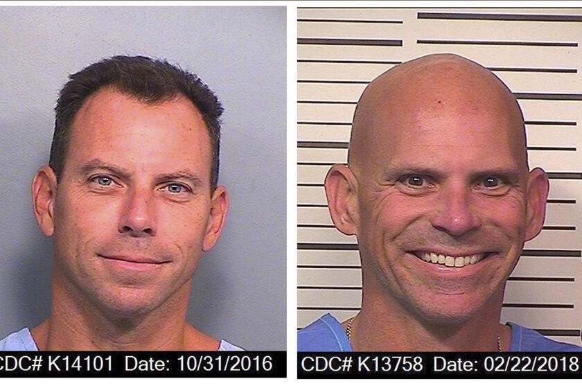 FILE - An Oct. 31, 2016, photo provided by the California Department of Corrections and Rehabilitation shows Erik Menendez, left, and a Feb. 22, 2018 photo provided by the California Department of Corrections and Rehabilitation shows Lyle Menendez.