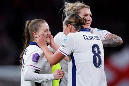 Grace Clinton (pictured congratulating Jess park on her goal) has a reputation as a player with creative gifts.