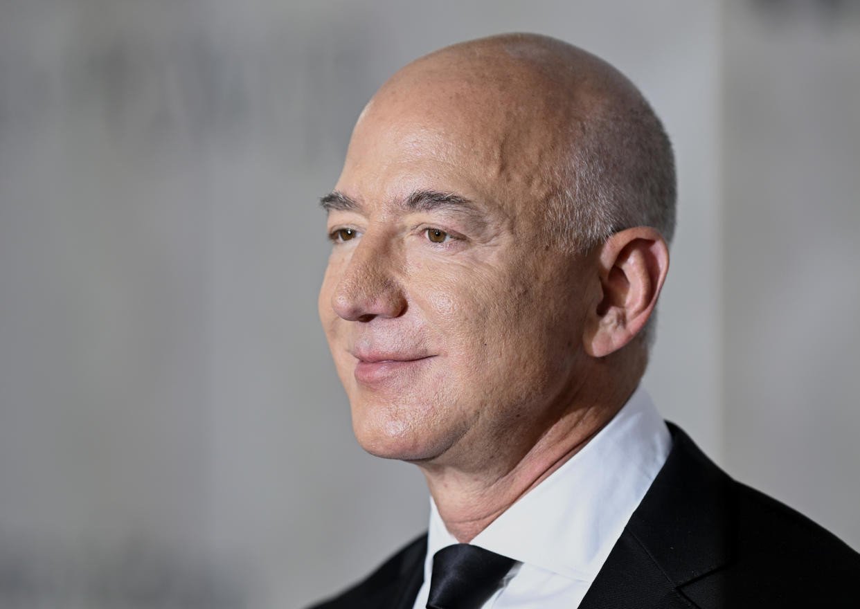 Jeff Bezos smiles.