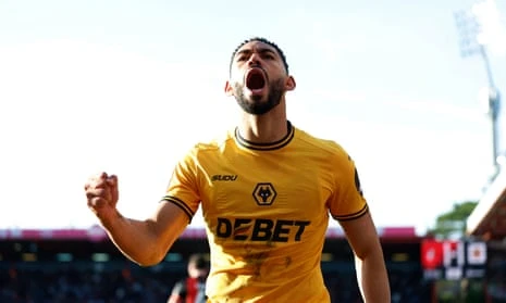 Matheus Cunha celebrates after scoring Wolves’ equaliser against Bournemouth