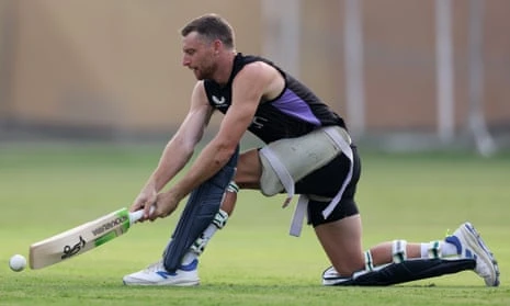 Jos Buttler pictured during a nets session in Lahore on Monday