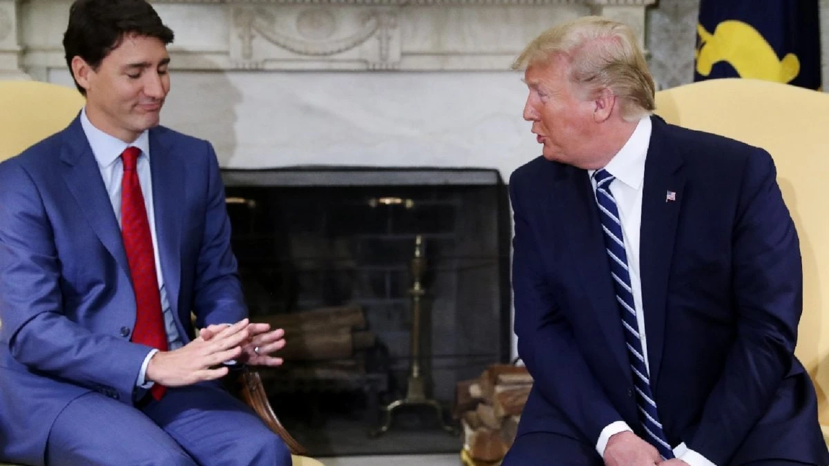 US President Donald Trump meets with Canada's Prime Minister Justin Trudeau in the Oval Office of the White House in Washington, US. (IMAGE: REUTERS FILE)