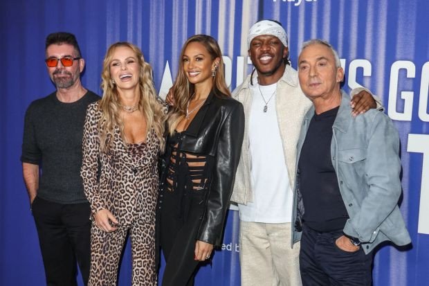 An image collage containing 1 images, Image 1 shows Simon Cowell, Amanda Holden, Alesha Dixon, Bruno Tonioli, and KSI at the Britain's Got Talent photocall