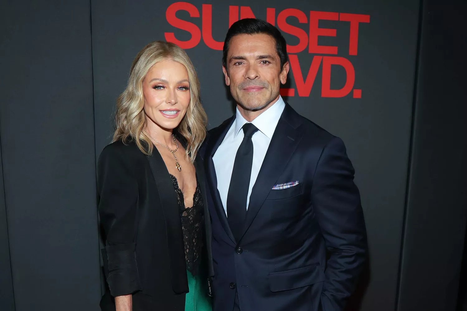 Kelly Ripa and Mark Consuelos attend "Sunset BLVD" Broadway Opening Night at St James Theater on October 20, 2024 in New York City,