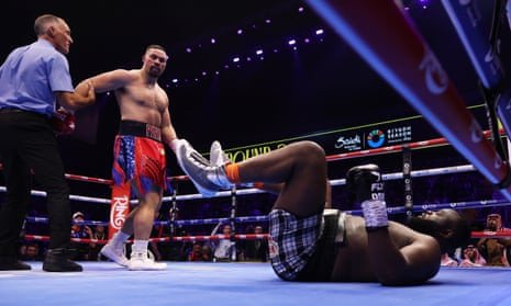 Joseph Parker knocks out Martin Bakole during the WBO interim world heavyweight in Riyadh.