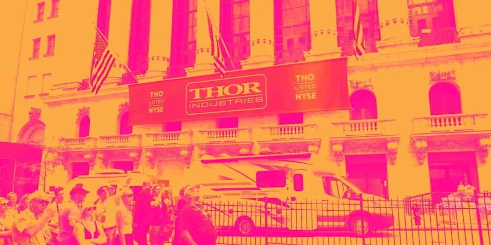 "THOR Industries's Q4 Results: A Mixed Bag for Investors" by THOR Industries, highlighting the company's efforts to navigate a challenging market and maintain its position as a leading RV manufacturer, with a focus on operating margin and revenue growth.