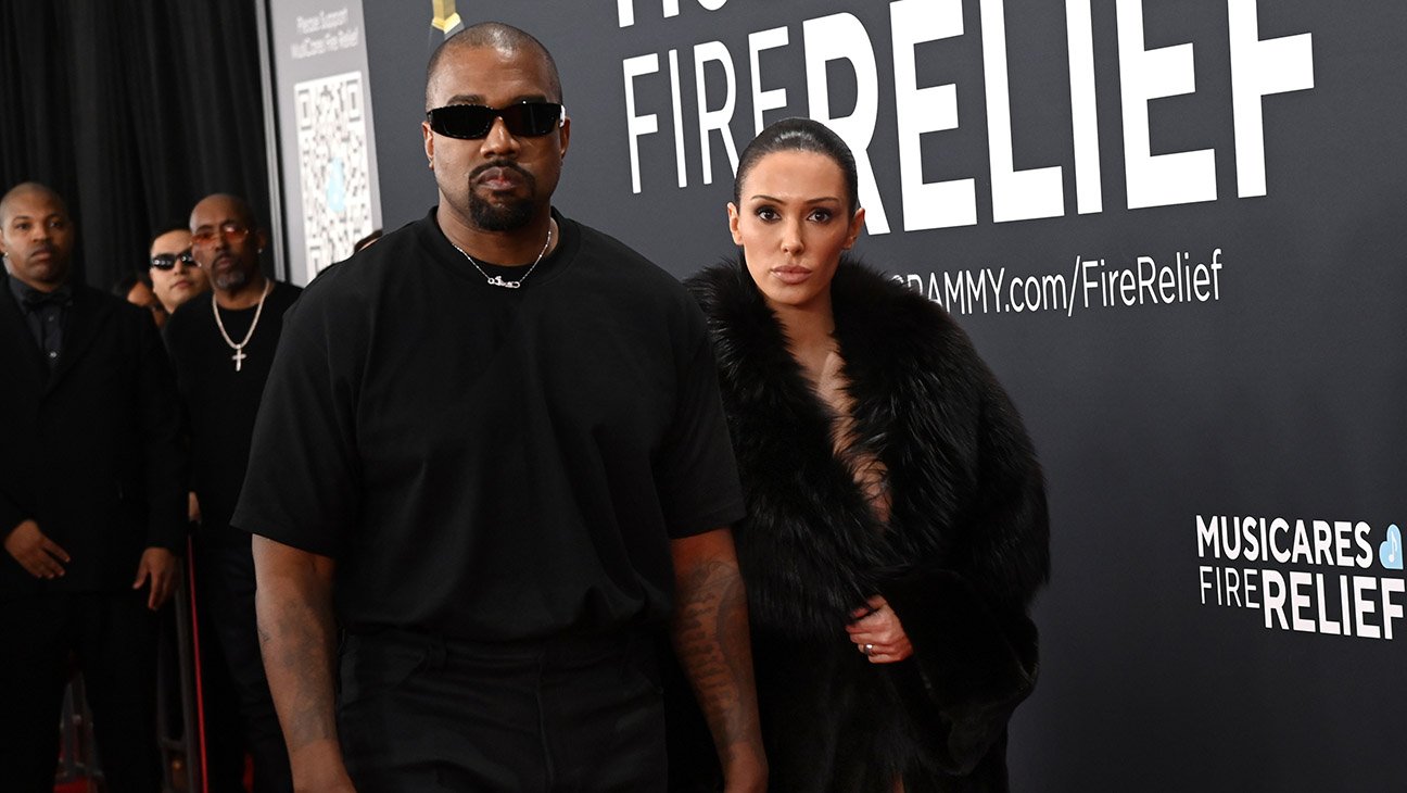 (L-R) Kanye West and Bianca Censori attend the 67th GRAMMY Awards on February 02, 2025 in Los Angeles, California.