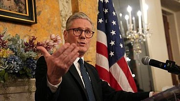 British Prime Minister Keir Starmer speaks during a welcome reception at the Britain's ambassador's residence on Wednesday, Feb. 26, 2025 in Washington.