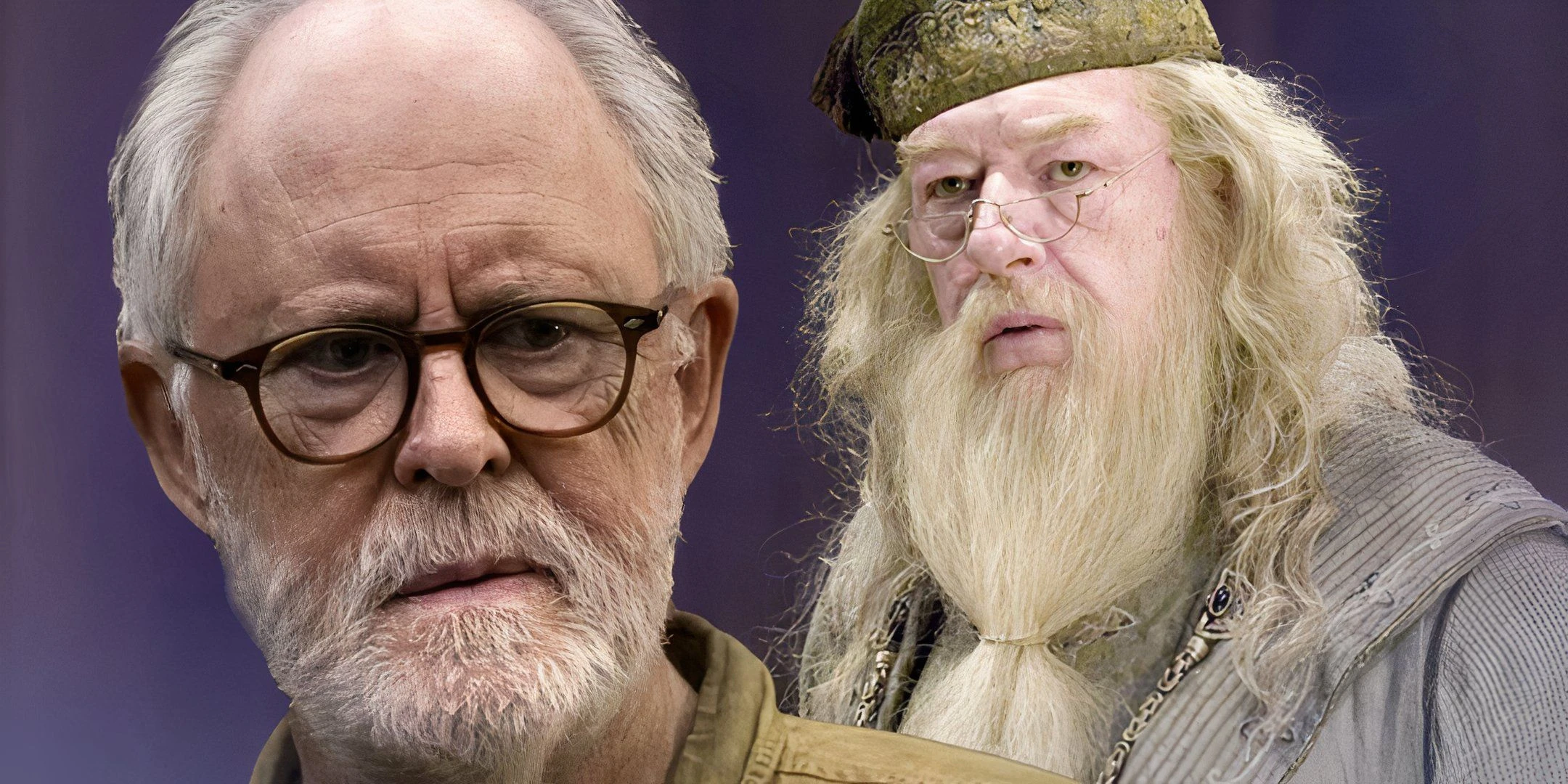 John Lithgow in The Old Man juxtaposed with Michael Gambon as Dumbledore in Harry Potter