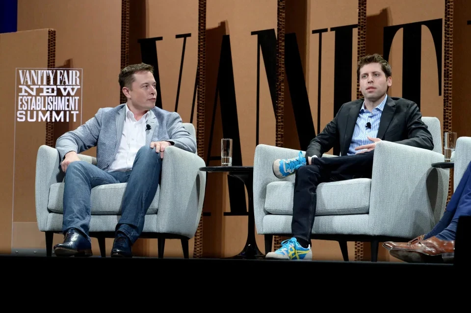 Elon Musk and Sam Altman speak onstage together at a San Francisco event in 2015, a moment that captures the complexities of their relationship, now at the center of a heated courtroom battle over OpenAI's future, as seen in this photo by Michael Kovac for Getty Images.