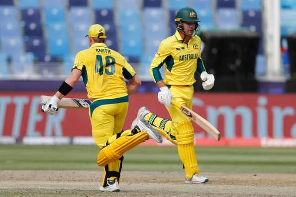 Steve Smith and Alex Carey stroked half-centuries but couldn't build enough big partnerships, photo by Getty Images, highlighting Australia's batting struggles in the ICC Champions Trophy.