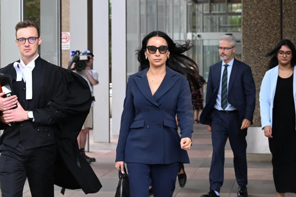 Antoinette Lattouf and barrister Philip Boncardo (left) outside the Federal Court in Sydney.