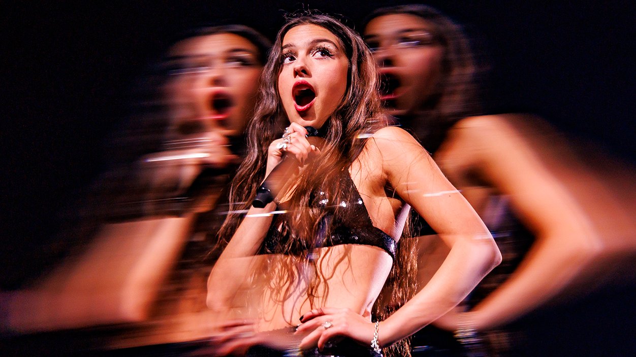 (EDITOR’S NOTE: A special effect filter was used for this image.) Olivia Rodrigo performs at the Olivia Rodrigo "GUTS" World Tour at the Kia Forum on August 14, 2024 in Los Angeles, California.