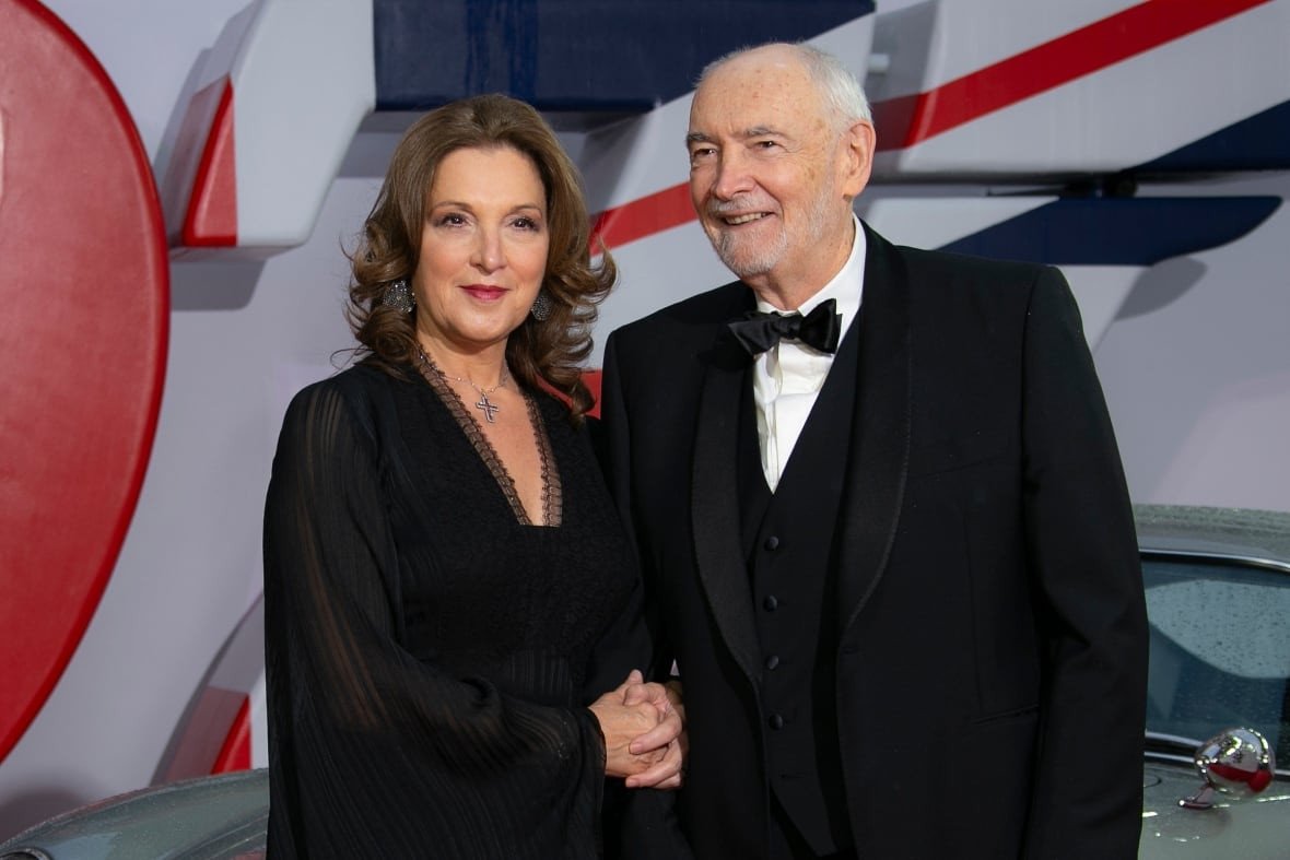 Barbara Broccoli, left, and Michael G. Wilson appear at the World premiere of the film "No Time To Die" in London.