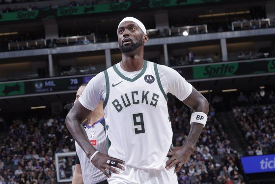 Bobby Portis Jr. of the Milwaukee Bucks during a game at Golden 1 Center in Sacramento, California on March 12, 2024.