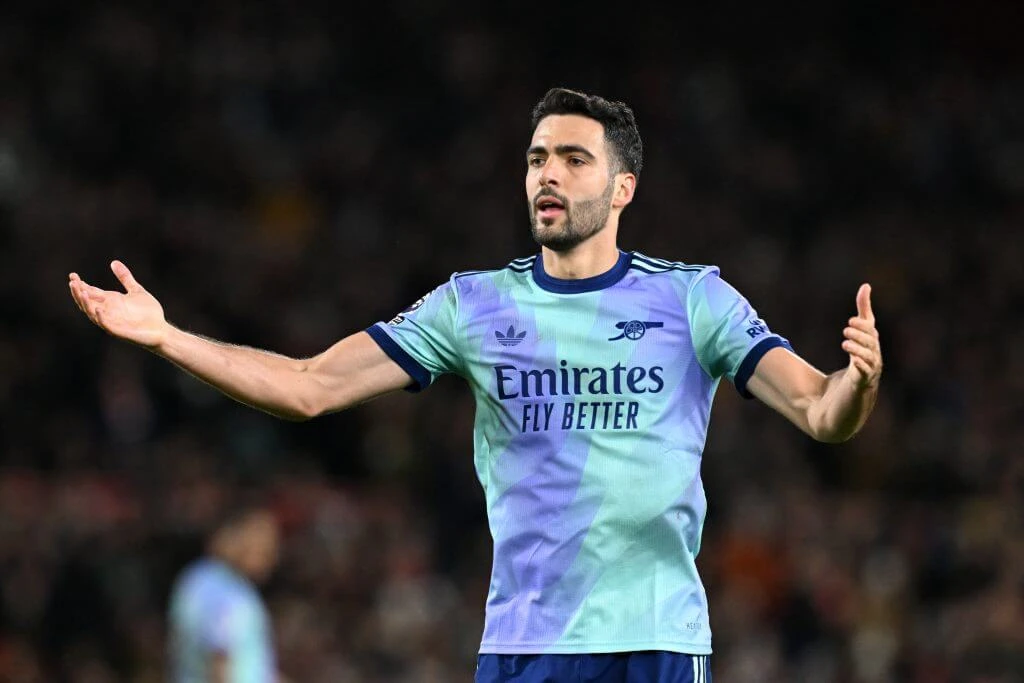 NOTTINGHAM, ENGLAND - FEBRUARY 26: Mikel Merino of Arsenal reacts during the Premier League match between Nottingham Forest FC and Arsenal FC at City Ground on February 26, 2025 in Nottingham, England.