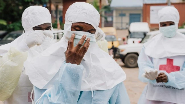 More than 50 people have died from a mystery illness in the DRC. Generic photo of health workers in the Democratic Republic of Congo. Picture: Hugh Kinsella Cunningham/Getty Images