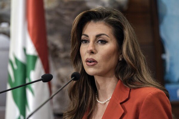 U.S. deputy special envoy for Middle East peace Morgan Ortagus speaks during a press conference after her meeting with Lebanese President Joseph Aoun in Baabda, east of Beirut, Lebanon, Friday, Feb. 7, 2025. (AP Photo/Bilal Hussein),