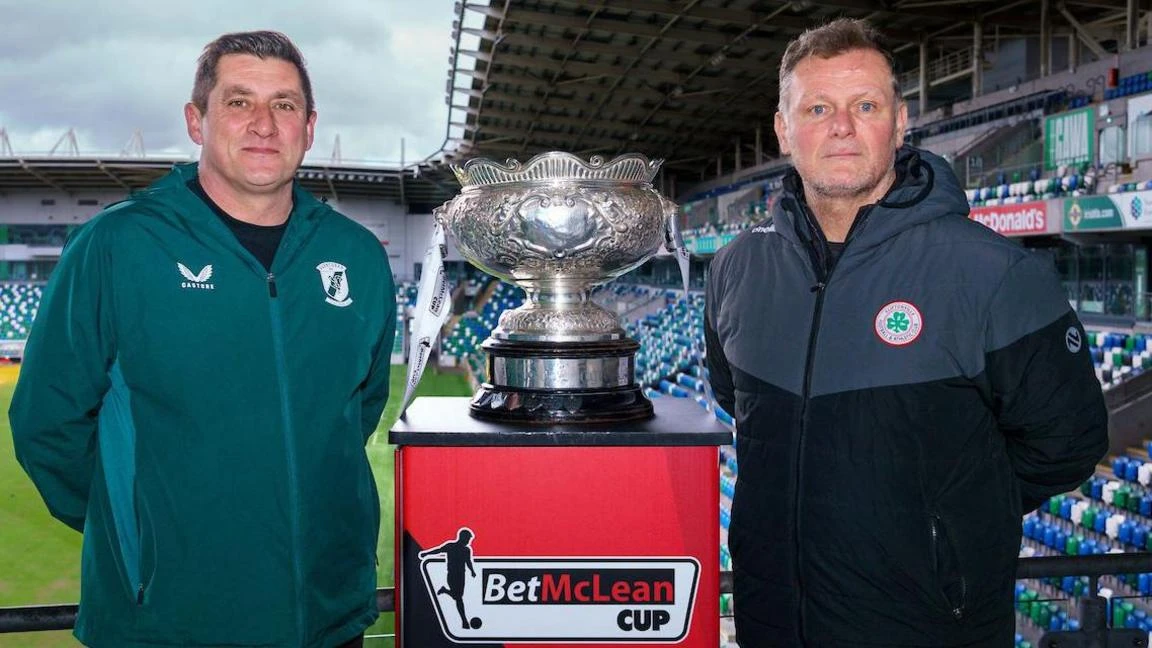 Glentoran manager Declan Devine and Cliftonville boss Jim Magilton