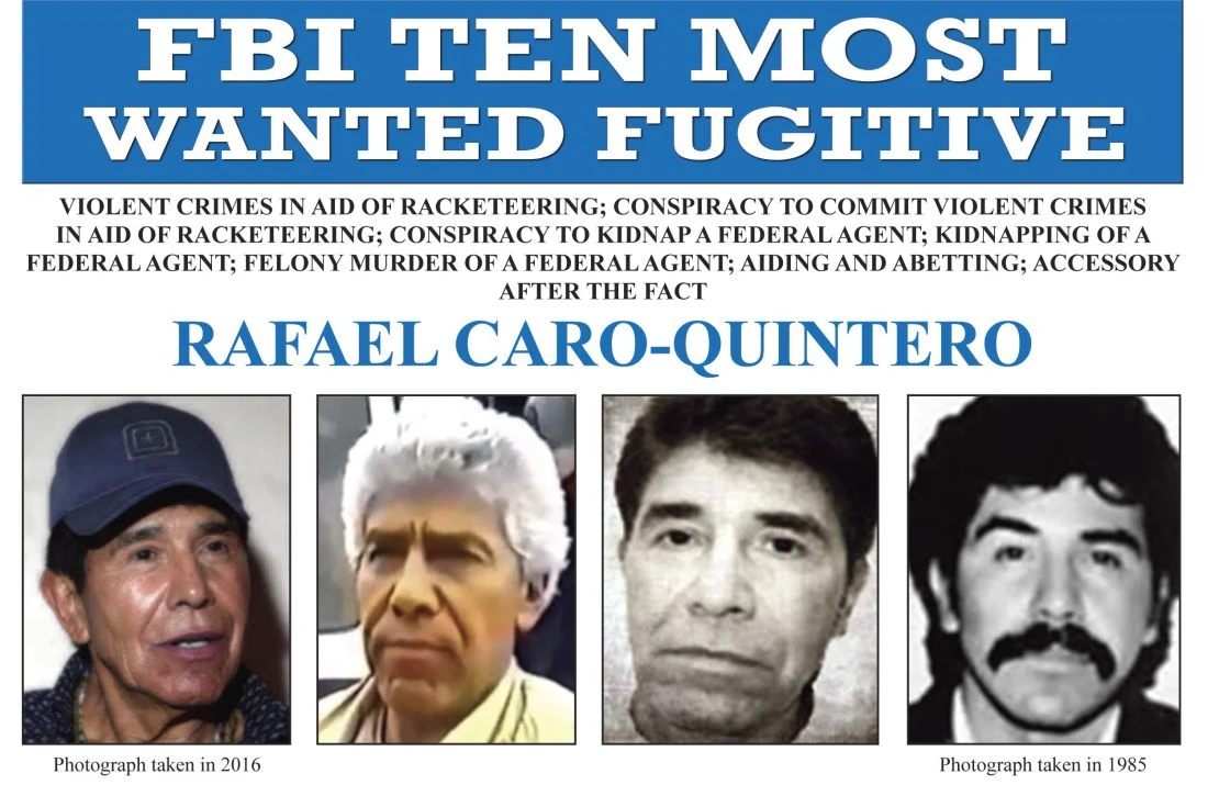 The FBI's 'wanted' poster for Rafael Caro Quintero.