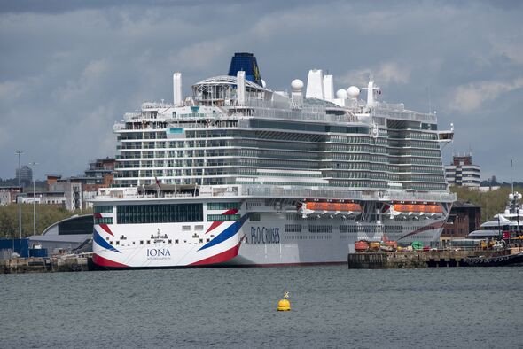 New cruise ship of the Pando fleet, Iona alongside in the Port of Southampton UK.