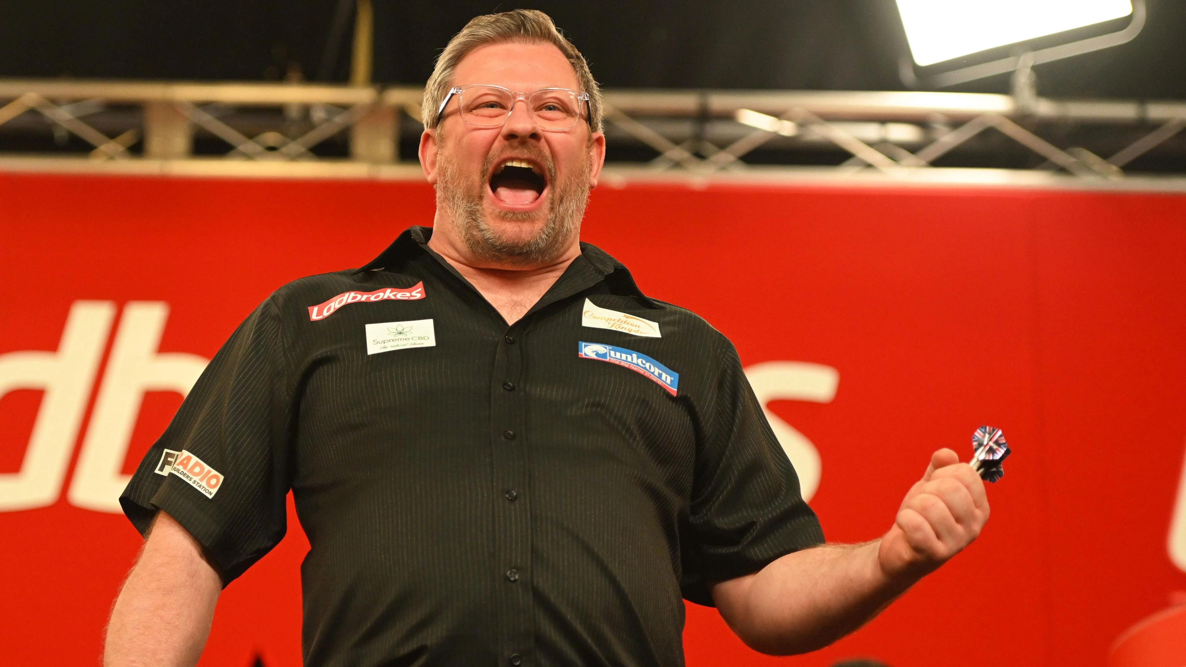 James Wade celebrates his win over Luke Humphries