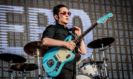 Brian Molko performing in Italy in 2018.