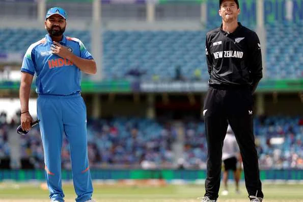 "India and New Zealand set to face off in the 2025 ICC Champions Trophy Final, with the Indian team looking to break their 12-year title drought, photo by ICC/Getty Images"