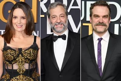 Tina Fey,Judd Apatow,David Harbour at SNL50: The Anniversary Special at 30 Rockefeller Plaza on February 16, 2025 in New York, New York.