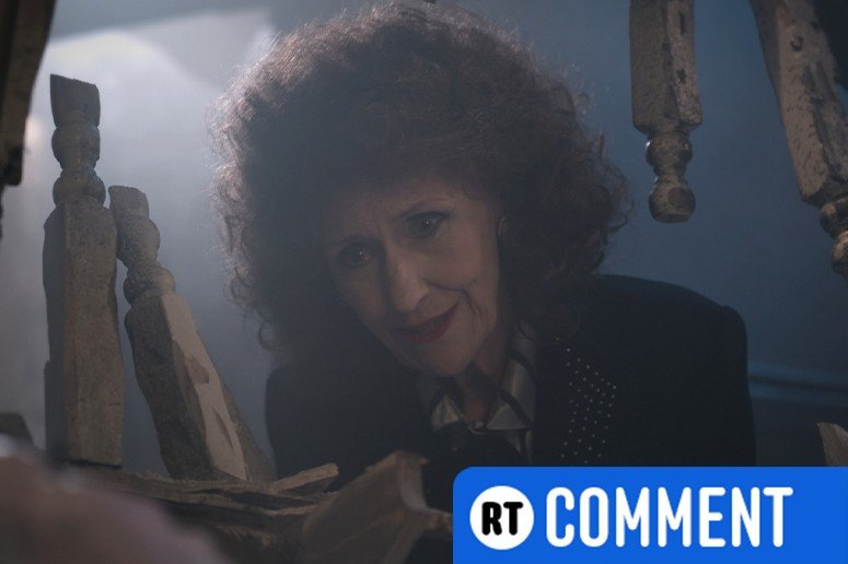 Anita Dobson as Angie Watts appears in the Queen Vic to Sharon.