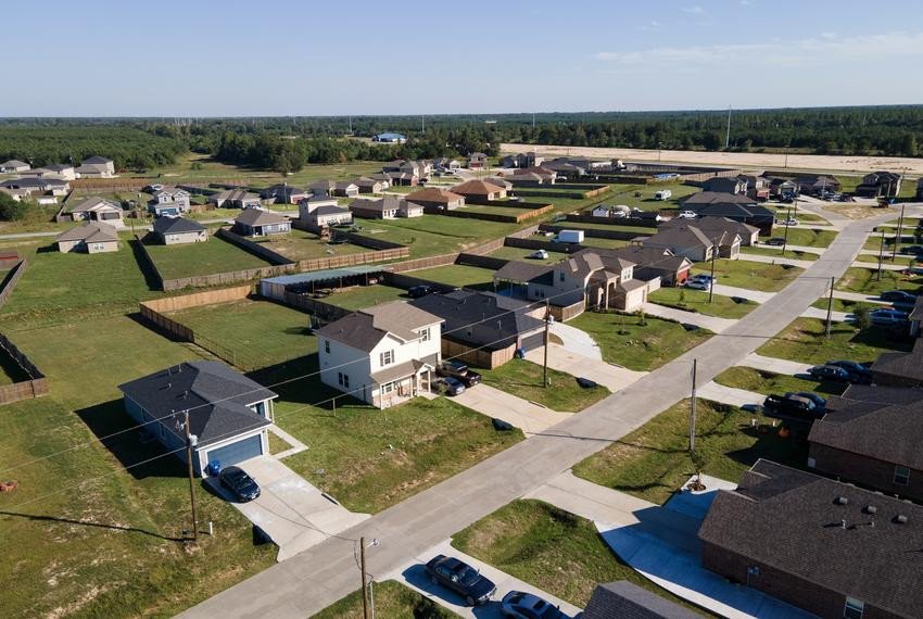 An overhead view of the Colony Ridge development in New Caney on Oct. 9, 2023.