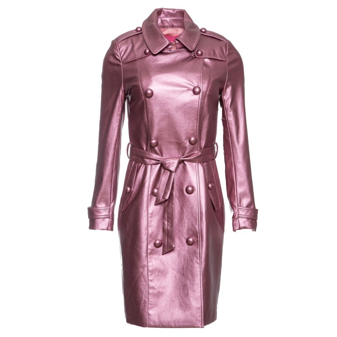 In typical Paris Hilton style, a metallic pink leather trench coat by Kalore was added to the sale.