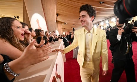 Timothée Chalamet arrives at the Dolby Theatre