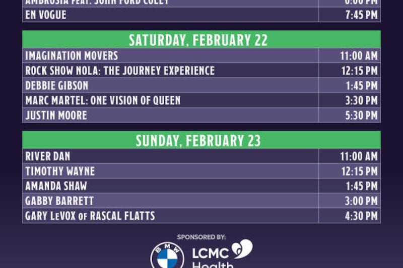 Family Gras schedule