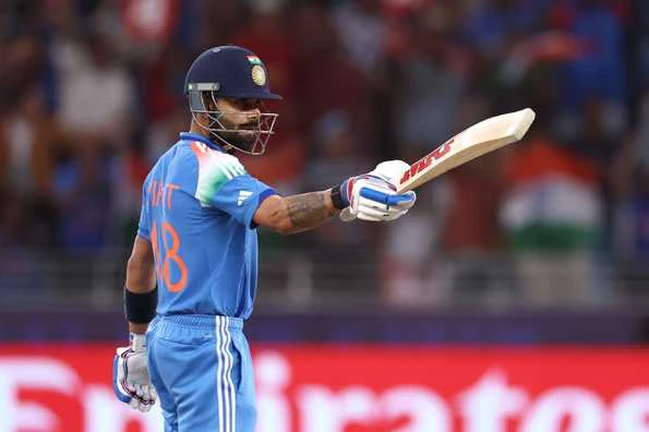 Virat Kohli in action, scoring 84 runs to guide India to a thrilling 4-wicket victory over Australia in the 1st Semi-Final of the ICC Champions Trophy 2025, photo by Getty Images