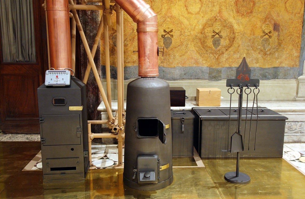 A furnace is pictured inside a church.