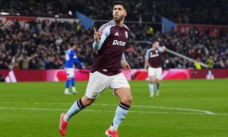 Marco Asensio celebrates putting Aston Villa in front against Cardiff City