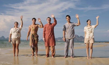 Stars of the The White Lotus series three on a beach in Thailand.