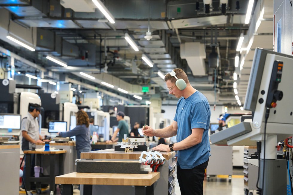 Workers in an Apple manufacturing facility in Austin, Texas.