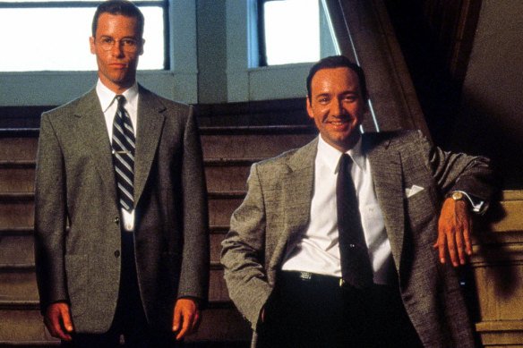 Guy Pearce (left) and Kevin Spacey starred alongside each other in the 1997 crime thriller L.A. Confidential.