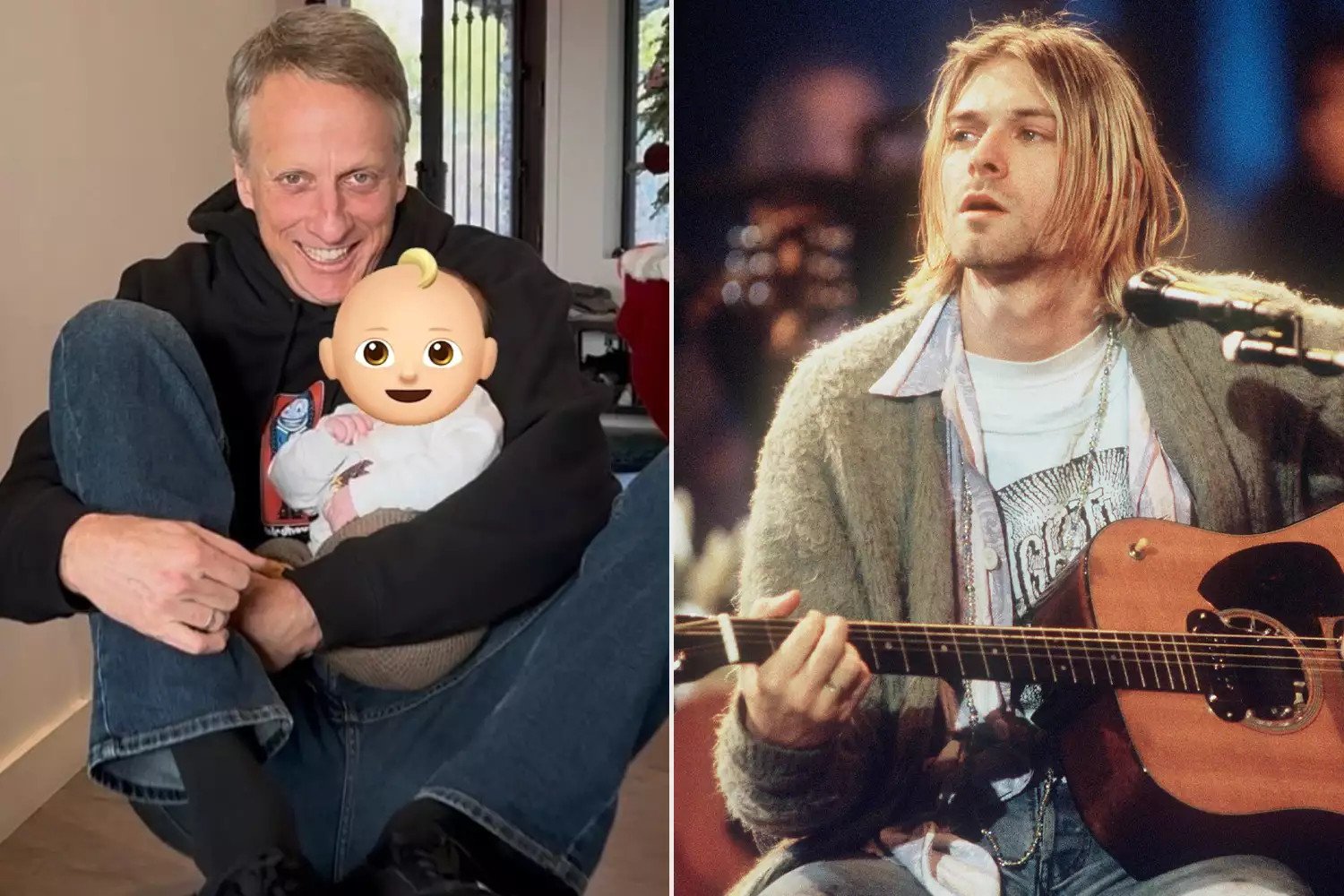 Tony Hawk and grandson Ronin; Kurt Cobain of Nirvana during the taping of MTV Unplugged 1993