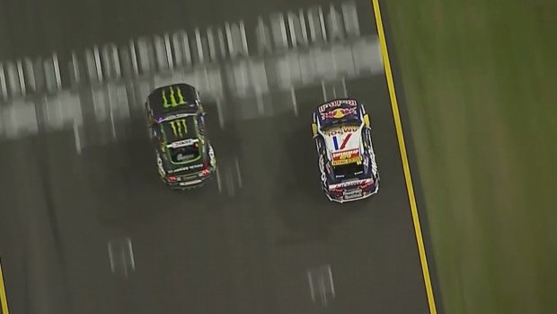 Cameron Waters snatched an unlikely victory by out-dragging Broc Feeney to the finish line in an all-time Supercars classic in Sydney.