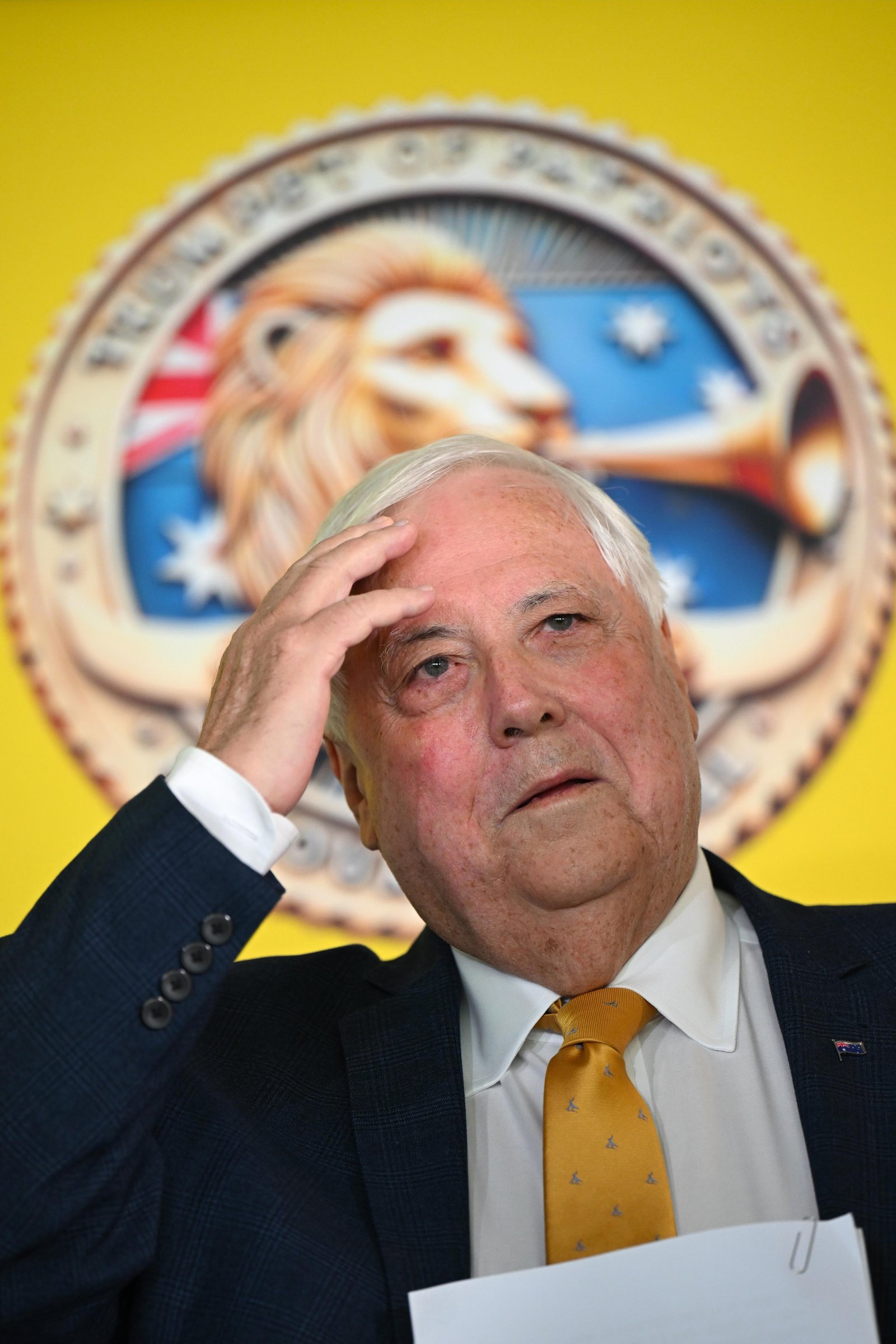 Palmer scratches his head.