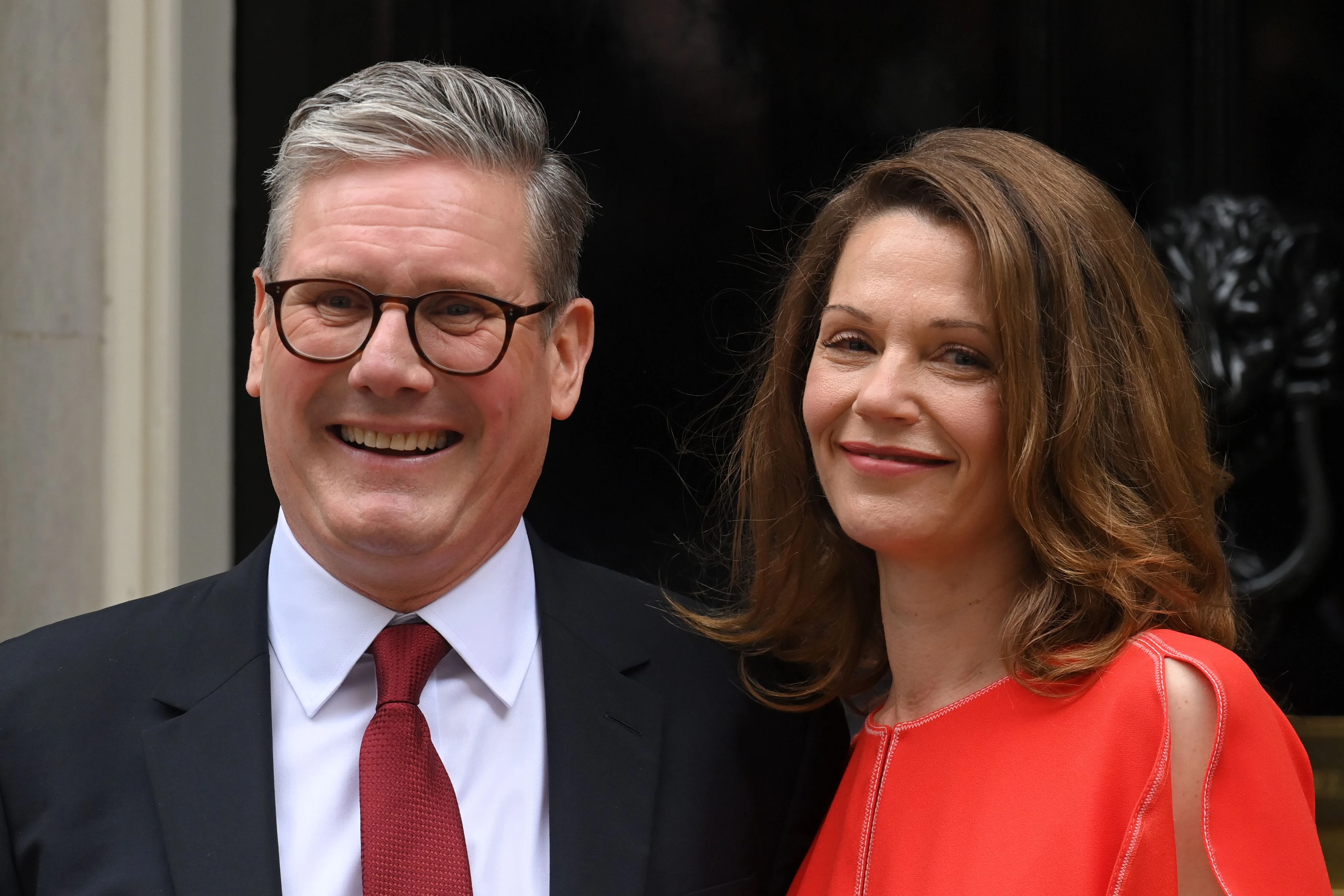 Victoria Starmer standing next to her husband outside Number 10 Downing Street after Labour won the General Election