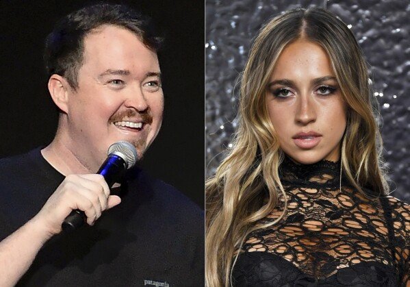 This combination of photos shows Shane Gillis performing at Madison Square Garden in New York on Aug. 22, 2023, left, and Tate McRae at the MTV Video Music Awards in Elmont, N.Y., on Sept. 11, 2024. (Photo by Evan Agostini/Invision/AP).