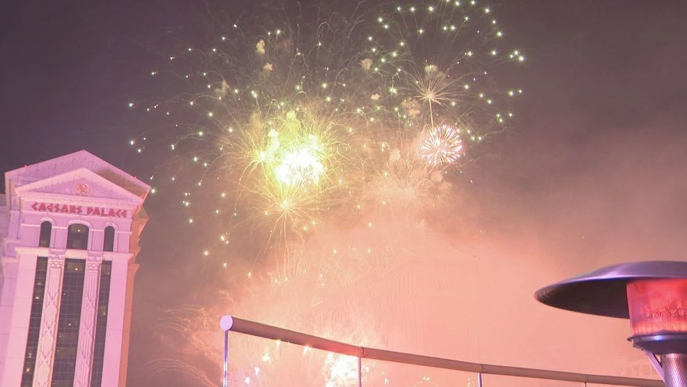 Fireworks are launched over the Las Vegas Strip for New Year's celebrations on Wednesday, Jan. 1, 2025.