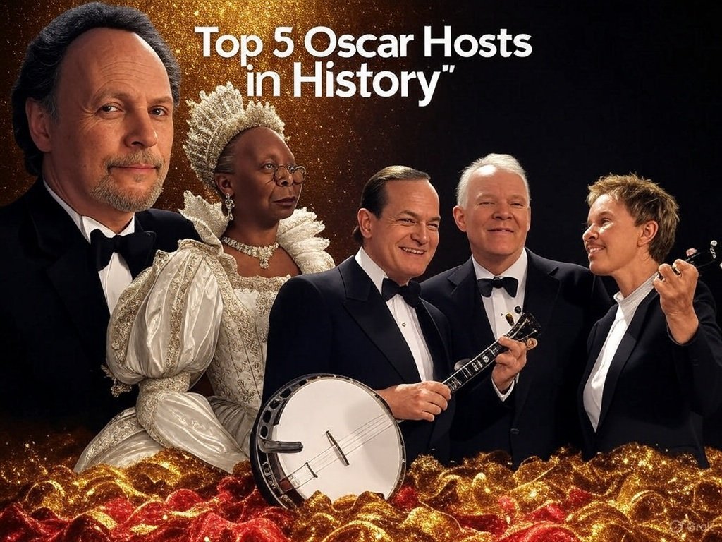 Discover the top 5 Oscar hosts in history, including Billy Crystal, Whoopi Goldberg, Steve Martin, Bob Hope, and Ellen DeGeneres.